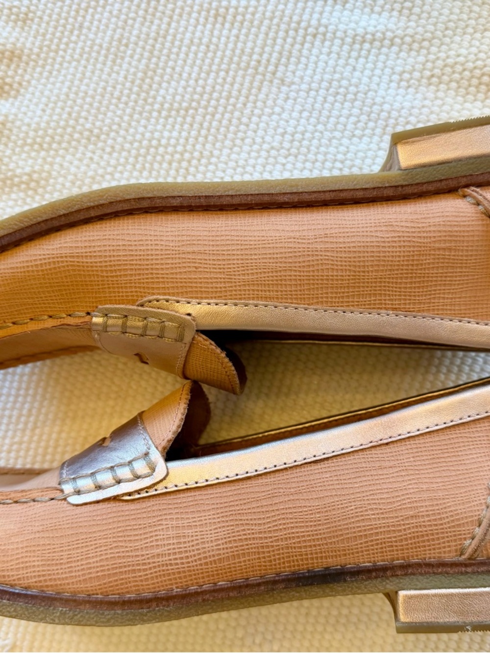 Sperry Blush Pink and Metallic Silver Penny Loafers - Picture 3 of 4